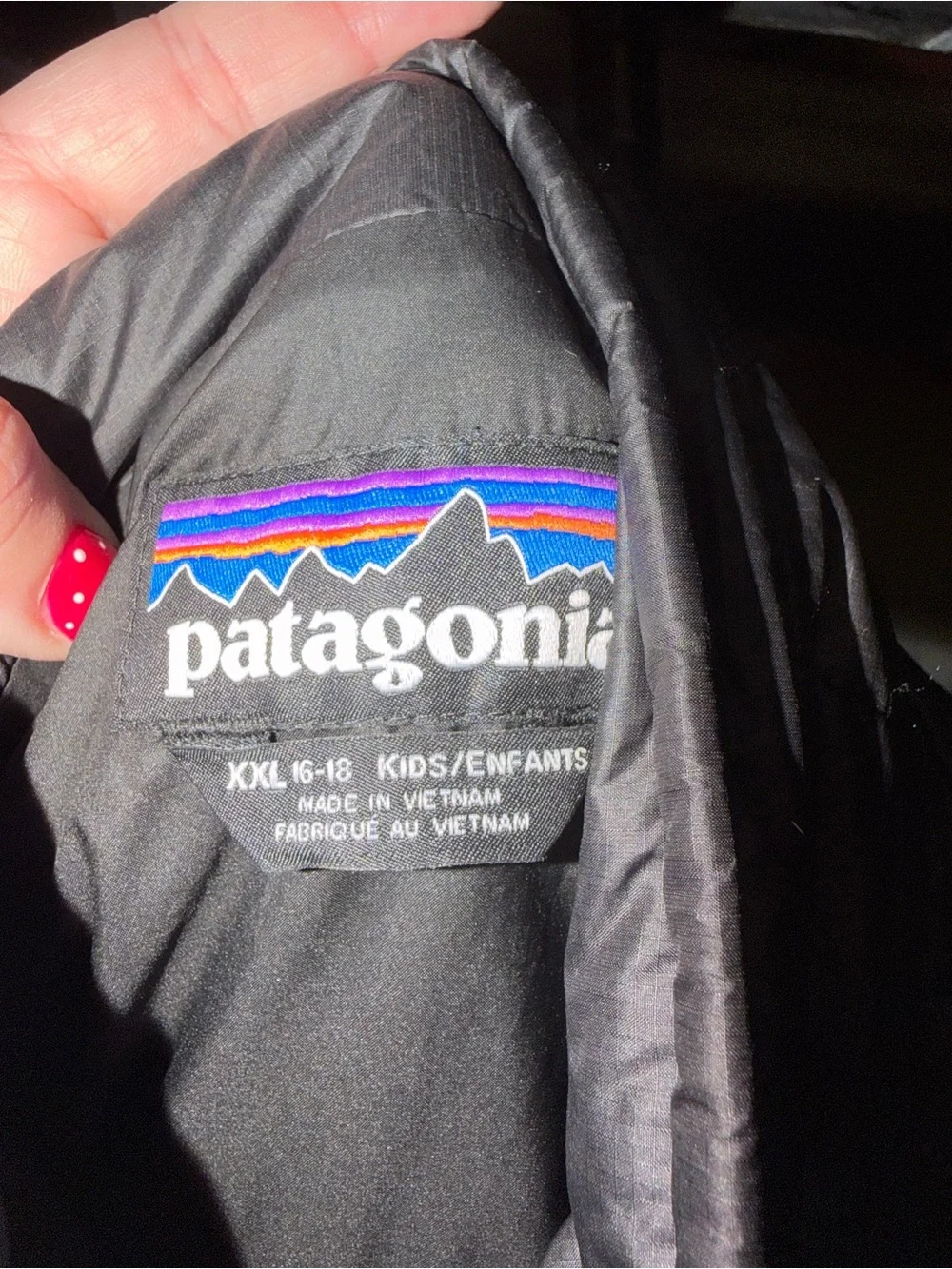 Patagonia Black Quilted Jacket with Multicolor Logo